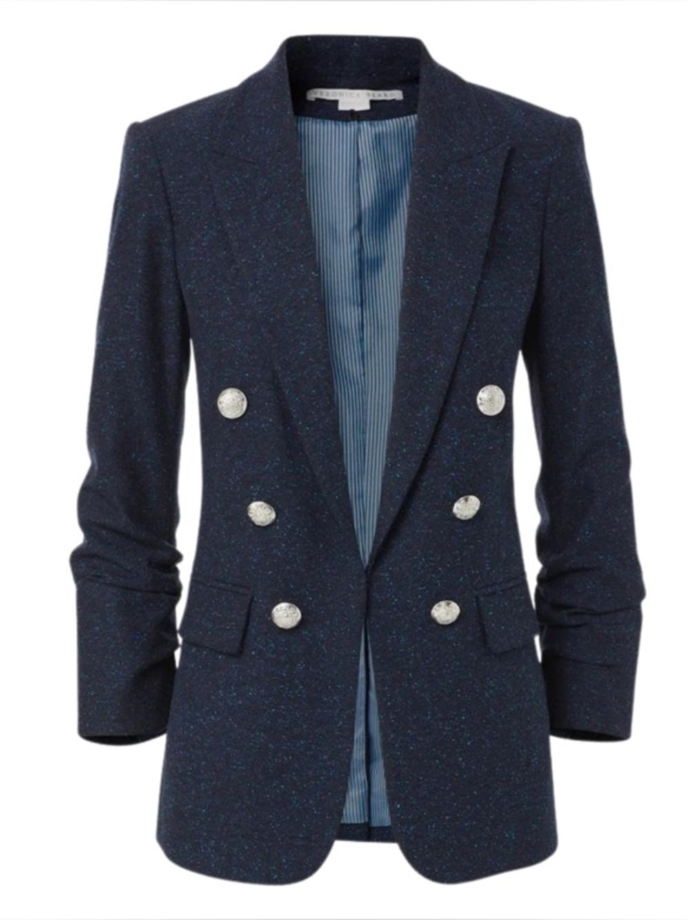 Veronica Beard Navy Sparkle Double-Breasted Blazer